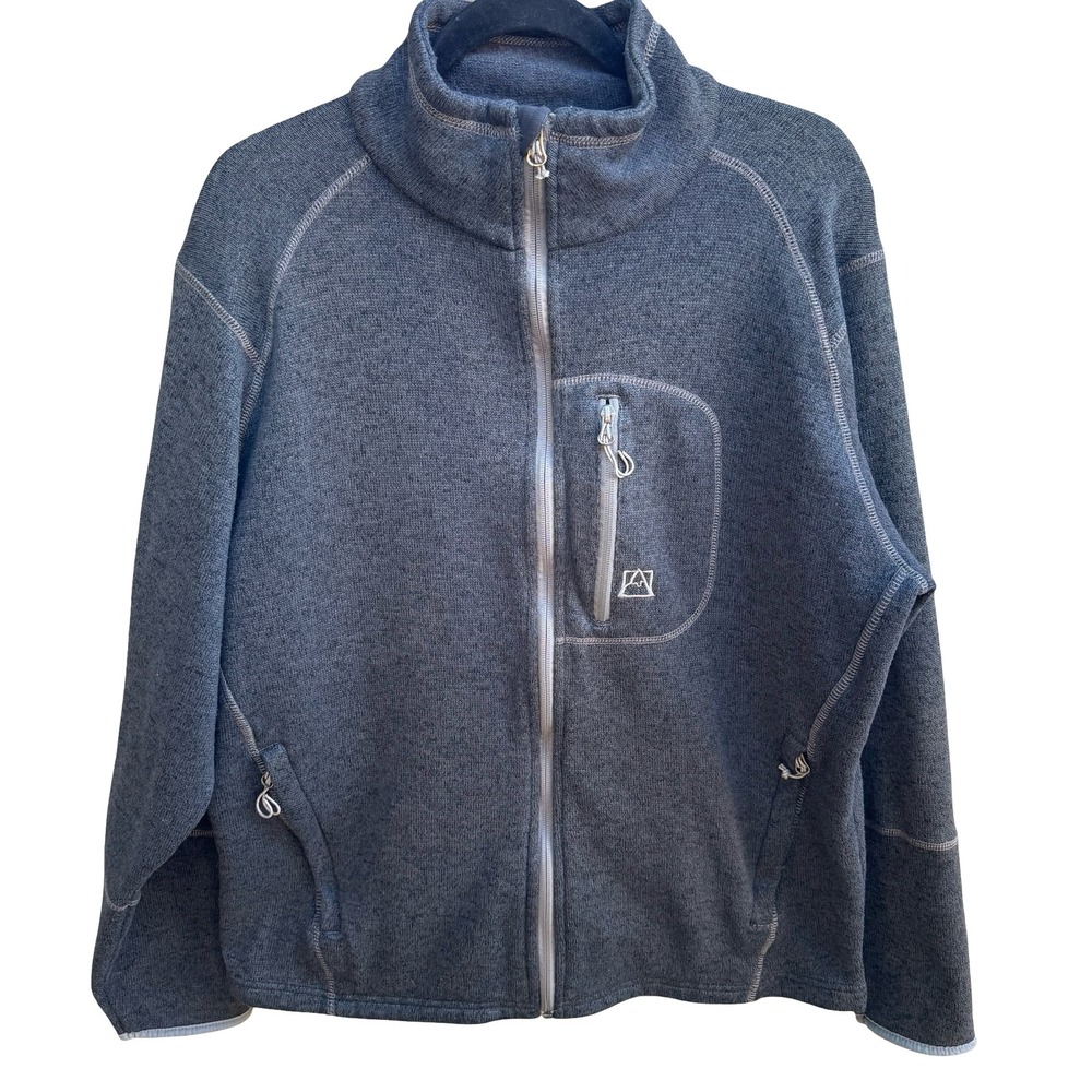 Avalanche Gorpcore Utility Zip Fleece Lined Sweater Knit Jacket Gray Mens XL